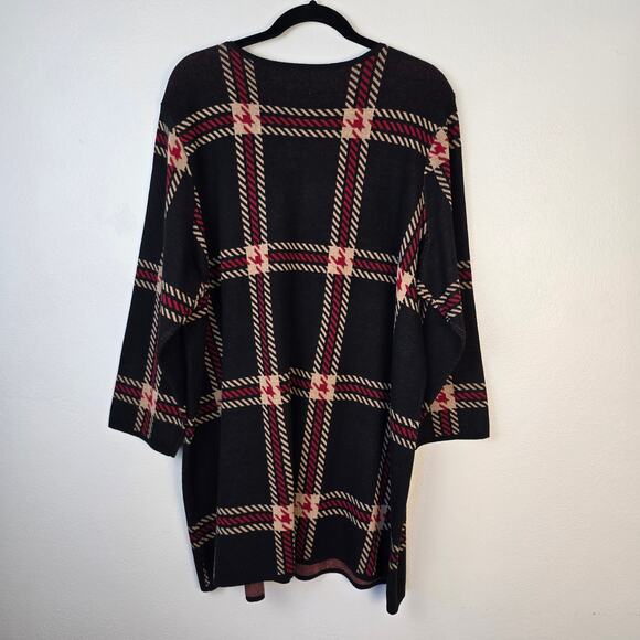 Anne Klein Jacket Women's 2X Black Red Tan Plaid Classic Career Preppy Old Money - Picture 2 of 12